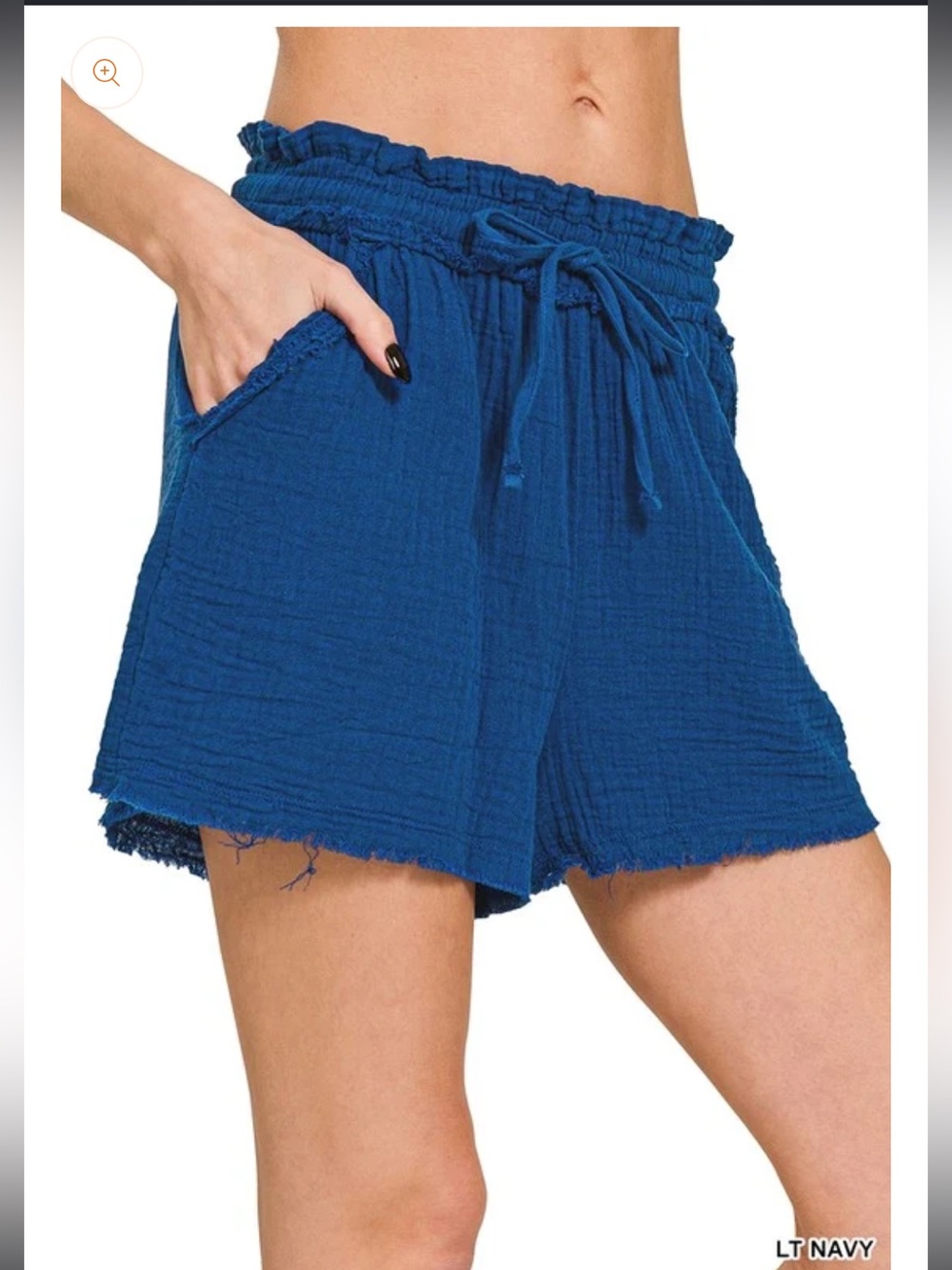 ZENANA Navy Blue Gauze Shorts